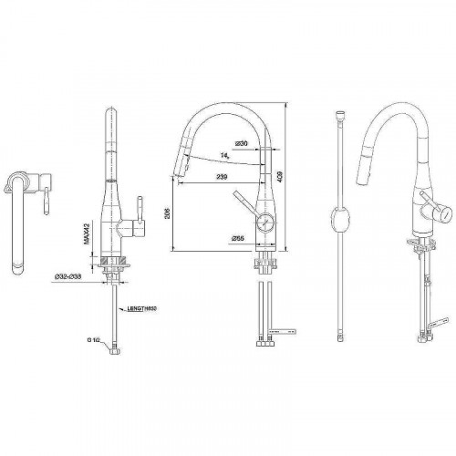 Смеситель для кухни Bravat Miranda F7164208BW-1B-ENG Черный матовый
