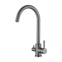 Смеситель для кухни Haiba HB43828-3 цвет Оружейная сталь