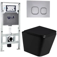 Комплект унитаза с инсталляцией WeltWasser AMBERG 506 ST + GELBACH 043 GL-BL + AMBERG RD-CR 10000011947 цвет Черный глянцевый с сиденьем Микролифт и клавишей смыва цвет Хром