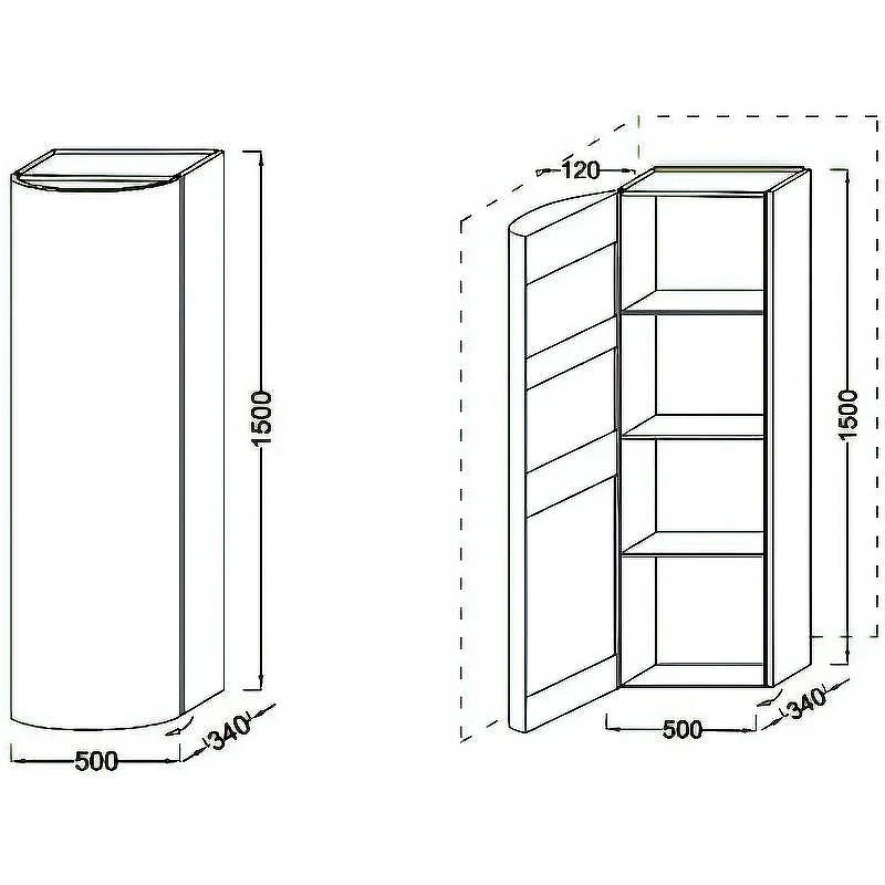 Шкаф пенал Jacob Delafon Presquile 50 L EB1115G-N21 подвесной цвет Cерый титан