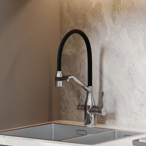 Смеситель для кухни Sancos Orta SC4008CH Хром Черный латунь