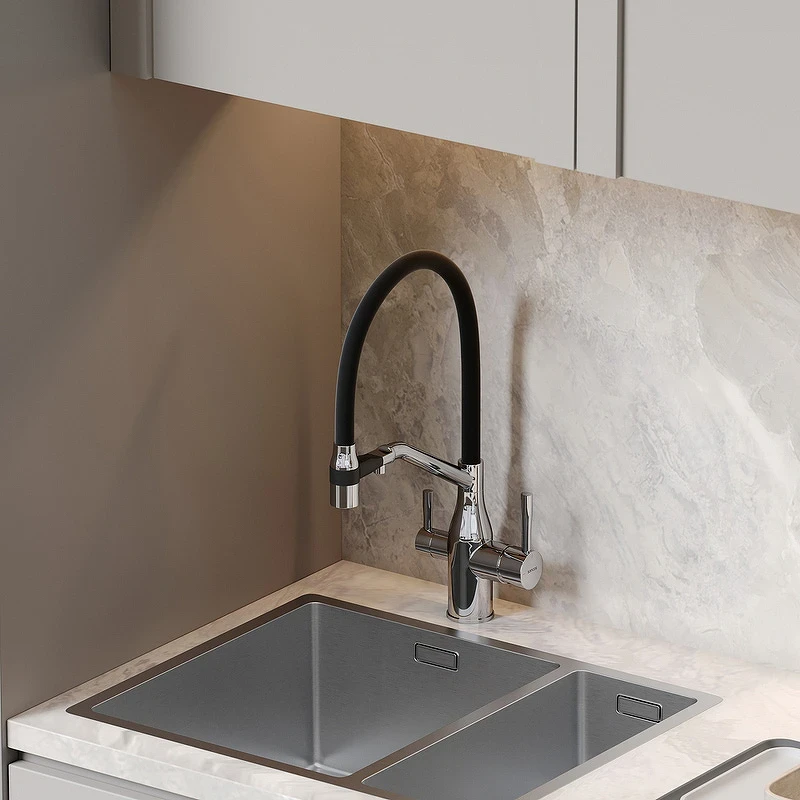 Смеситель для кухни Sancos Orta SC4008CH Хром Черный латунь