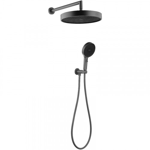 Комплект верхнего и ручного душа Boheme Cell 427-GM Оружейная сталь пластик на стену
