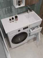 Раковина Orange 100 R ST-100RAR с местом под стиральную машину Белая искусственный камень (литьевой мрамор) с местом под стиральную машину, полувстраиваемая