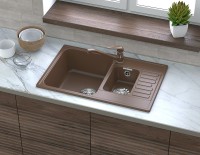 Кухонная мойка GranFest Quarz GF-Z21K Черная искусственный камень (литьевой мрамор) встраиваемый