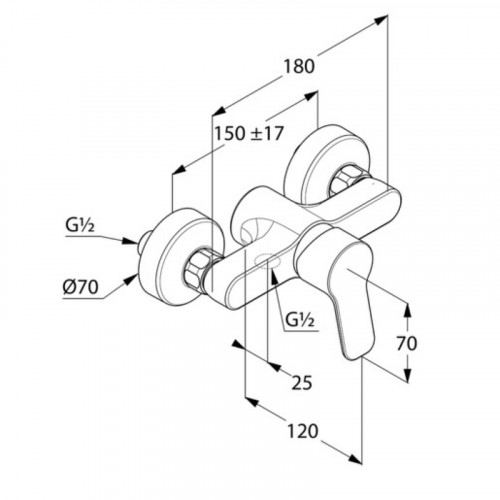 Смеситель для душа Kludi Pure Easy 378410565 Хром латунь на стену