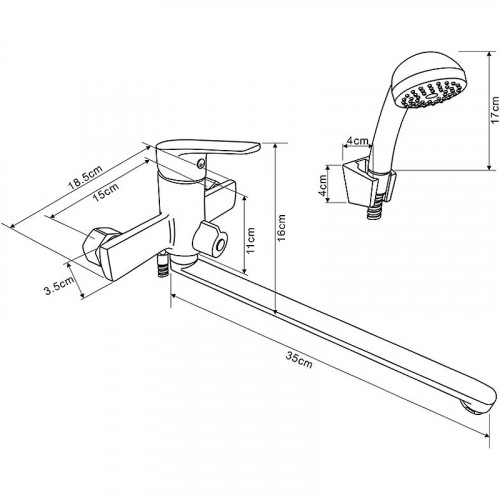 Смеситель для ванны Melodia della vita Waltz MDV30141bk универсальный Черный латунь на стену