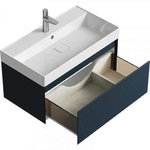 Тумба под раковину Aqwella Geometria 80 GE01081GRM подвесная Серая матовая