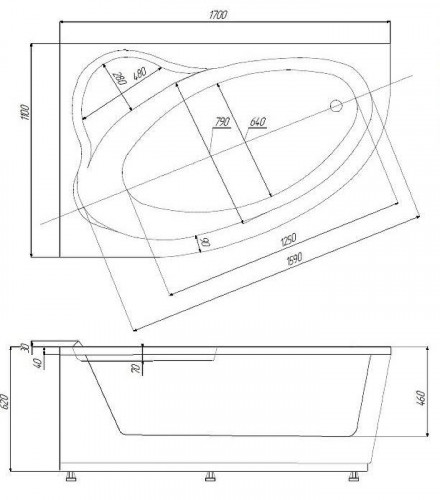 Акриловая ванна Azario Laura 170х110 R AV.0051170 цвет Белый