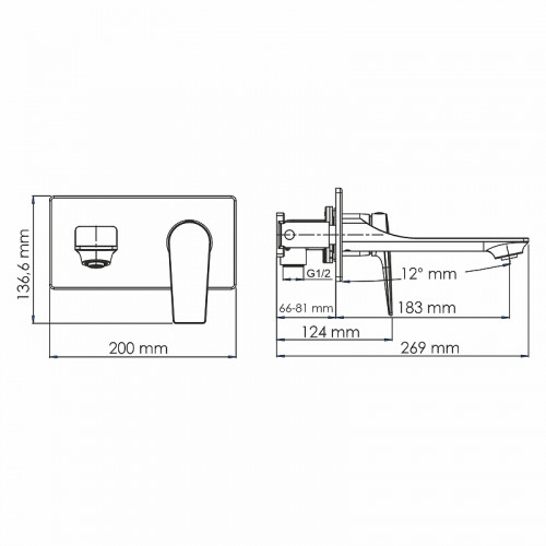 Смеситель для раковины WasserKRAFT Wiese 8430 Оружейная сталь латунь встраиваемый