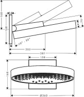 Верхний душ Hansgrohe Rainfinity 26234670 Черный матовый алюминий на стену