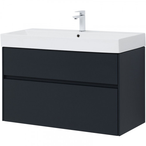 Тумба под раковину Aquanet Бруклин 100 310139 подвесная Антрацит матовый МДФ / ЛДСП