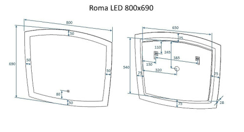 Зеркало Art&amp;Max Roma 80 AM-Rom-800-700-DS-F с подсветкой с сенсорным выключателем и диммером