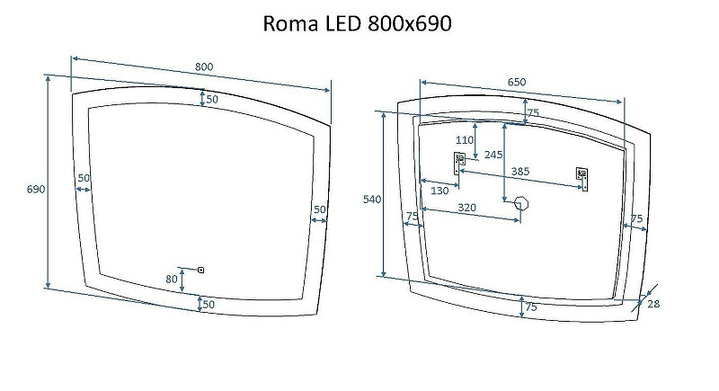 Зеркало Art&Max Roma 80 AM-Rom-800-700-DS-F с подсветкой с сенсорным выключателем и диммером
