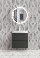 Тумба под раковину Art&amp;Max AM-Platino-580-2C-SO-GM подвесная Серый матовый МДФ / ЛДСП