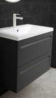 Тумба под раковину Art&amp;Max AM-Platino-580-2C-SO-GM подвесная Серый матовый МДФ / ЛДСП