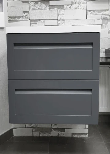 Тумба под раковину Art&Max AM-Platino-580-2C-SO-GM подвесная Серый матовый МДФ / ЛДСП