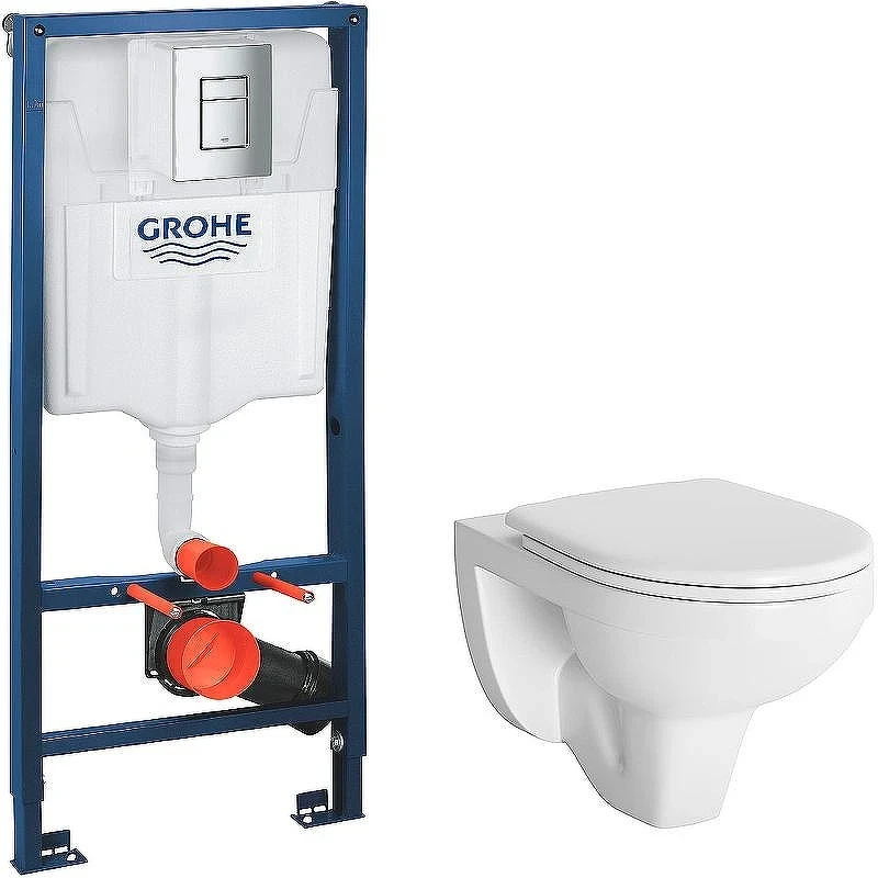 Комплект унитаза Berges Gamma 081105 с инсталляцией Grohe Rapid SL 38772001 с сиденьем Микролифт и клавишей смыва Хром