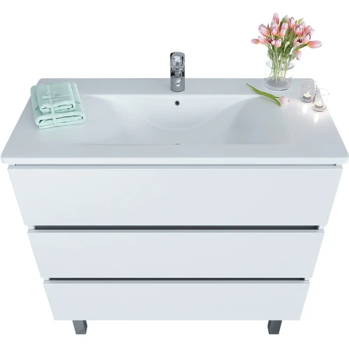 Тумба с раковиной SanVit Кубэ-3 75 kkube3075w Белая глянцевая МДФ / ЛДСП