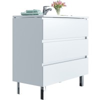 Тумба с раковиной SanVit Кубэ-3 75 kkube3075w Белая глянцевая МДФ / ЛДСП