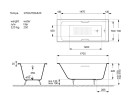 Чугунная ванна Vinsent Veron Tampa 170x70 VTP1707042H/VH0012MGD-AS цвет Белый с квадратными ручками матовое золото и антискользящим покрытием
