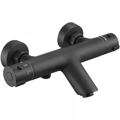 Смеситель для ванны ESKO Mikros T3054 Black с термостатом Черный матовый латунь на стену