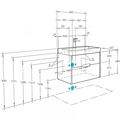 Тумба под раковину Aquaton Оливия 70 1A254301OLUG0 подвесная Грей Дуб ойстер МДФ / ЛДСП