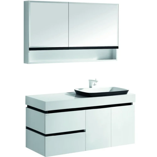 Зеркальный шкаф Orans BC-6019-1200 601912lЗ Белый Черный МДФ / ЛДСП, стекло