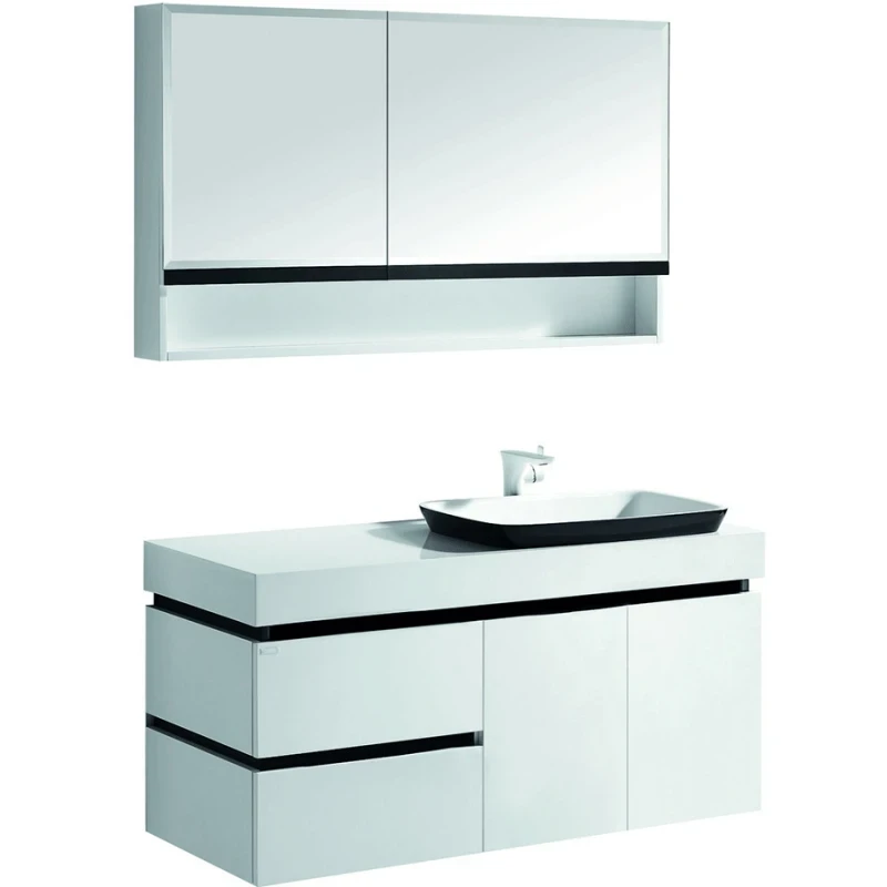 Зеркальный шкаф Orans BC-6019-1200 601912lЗ Белый Черный МДФ / ЛДСП, стекло