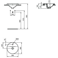 Раковина Ideal Standard Connect 38 E504101 Euro White фарфор полувстраиваемая