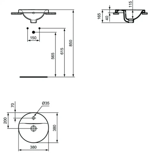 Раковина Ideal Standard Connect 38 E504101 Euro White фарфор полувстраиваемая