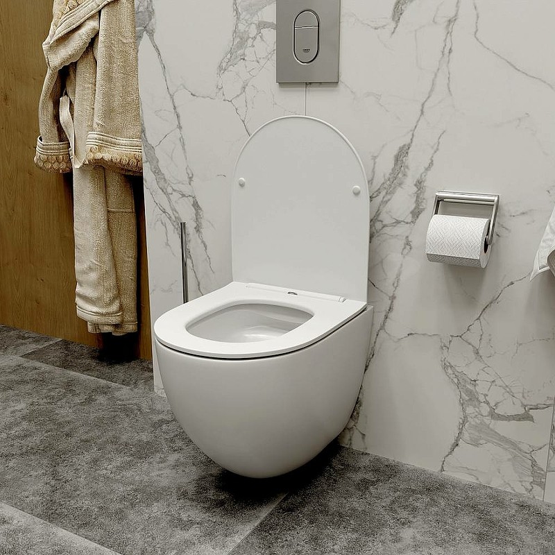 Комплект унитаза с инсталляцией Maretti Elena EA73KA01552 с сиденьем Микролифт и клавишей смыва Хром глянцевый фарфор подвесной