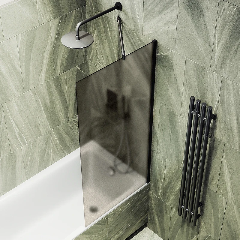 Шторка на ванну Maybah Glass MGV-72-6ш 400x1400 в широком профиле Черный стекло бронзовое матовое