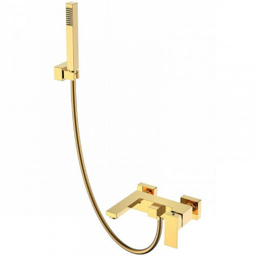 Смеситель для ванны Boheme Qubic 473-G Золото глянцевое латунь на стену