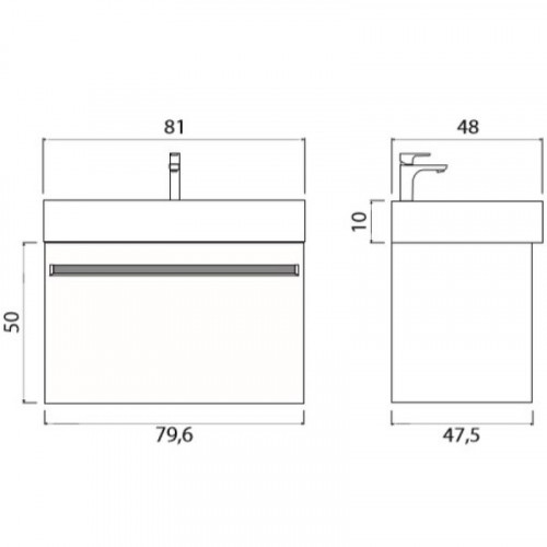 Тумба под раковину Creto Etna 80 4-1078W подвесная Белая МДФ / ЛДСП