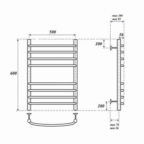 Электрический полотенцесушитель Point Альфа PN05156SE П8 500x600 левый/правый Хром