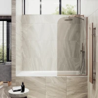 Шторка на ванну Maybah Glass MGV-127-2у 340x1400 в узком профиле Бронза стекло бронзовое