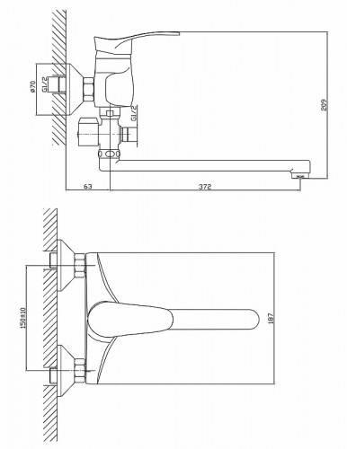Смеситель для ванны Viko V-6015 универсальный Хром