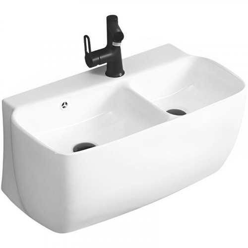 Раковина CeramaLux 68 A1009 двойная Белая глянцевая