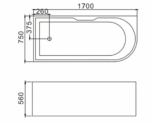 Акриловая ванна Grossman 170x75 GR-2202R без гидромассажа