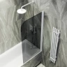 Шторка на ванну Maybah Glass MGV-618-1 700x1400 поворотная на монопетле Белый стекло графитовое