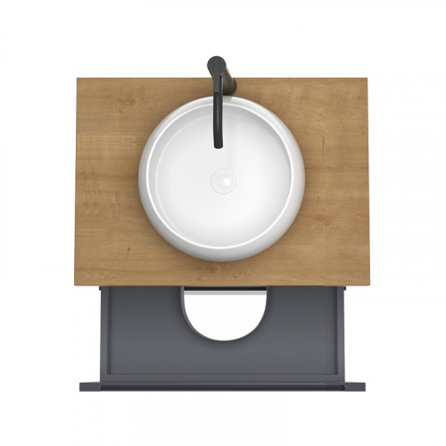 Тумба под раковину ЗОВ Дион 80 D80GD подвесная цвет Графит матовый Дуб медовый