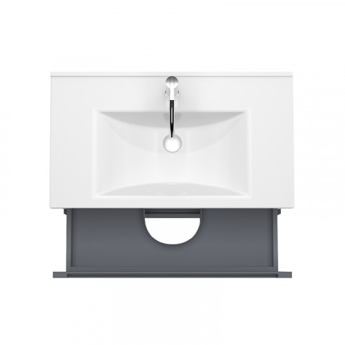 Тумба под раковину ЗОВ Дион 80 D80GD подвесная цвет Графит матовый Дуб медовый