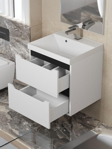 Тумба под раковину Uperwood Tanos New 50 2191020002 подвесная цвет Белый матовый Графит матовый