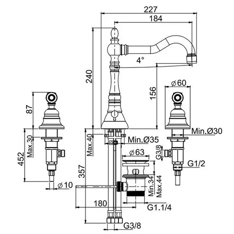 Смеситель для раковины Fima Carlo Frattini Herend F5401OR цвет Золотой