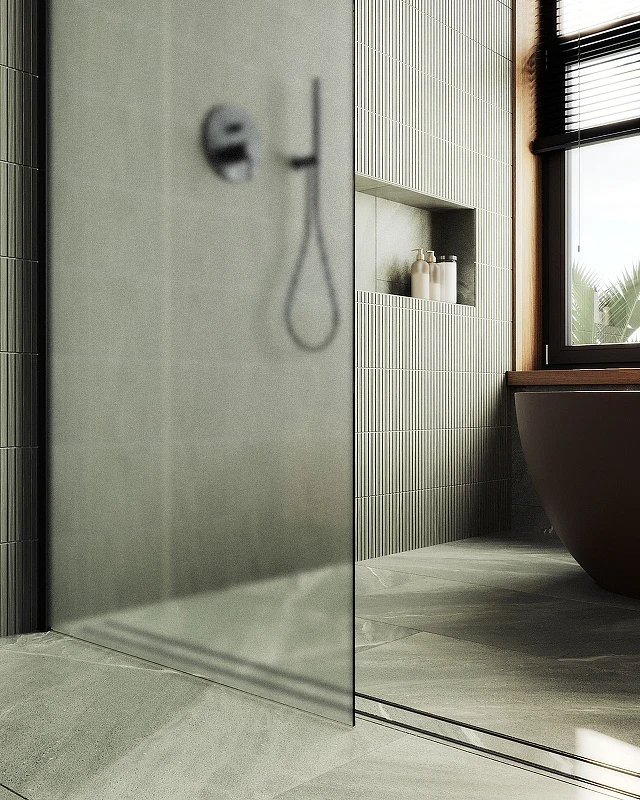 Душевая перегородка Maybah Glass MGD-706-6ш 690x1950 в широком профиле Черный стекло сатиновое