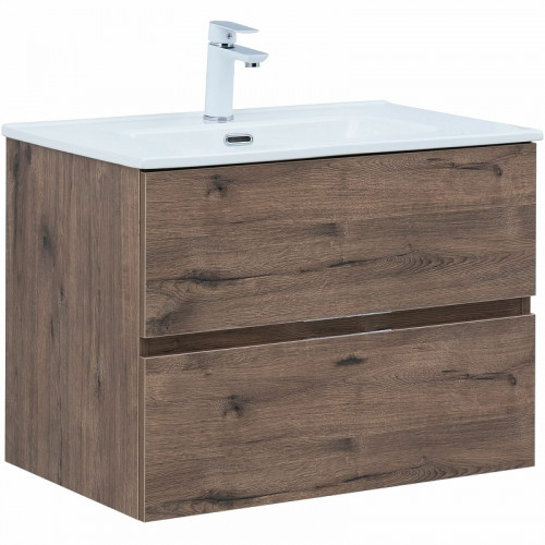 Тумба под раковину Aquanet Алвита New 70 334185 подвесная Дуб веллингтон табак МДФ / ЛДСП