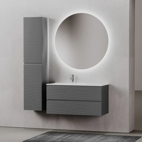 Тумба под раковину Sancos Folk 100 L FL100LGS подвесная Grey soft МДФ / ЛДСП