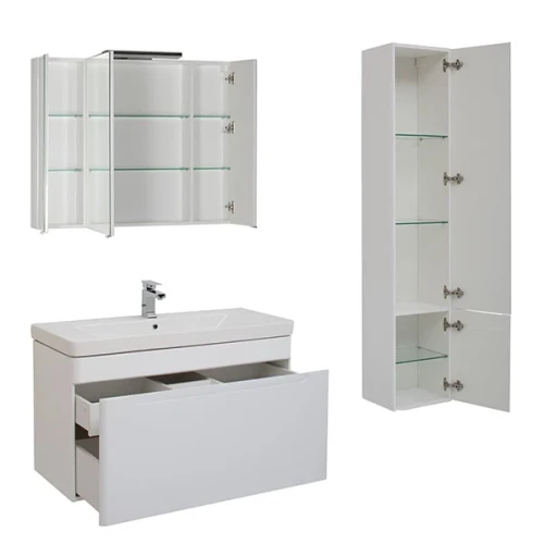 Тумба под раковину Aquanet София 105 199870 подвесная Белый глянец 199870 МДФ / ЛДСП