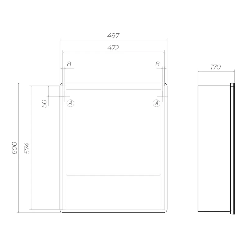 Зеркальный шкаф Vigo Geometry 50 454 с подсветкой цвет Белый
